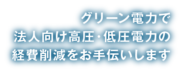 グリーン電力で法人向け高圧・低圧電力の経費削減をお手伝いします